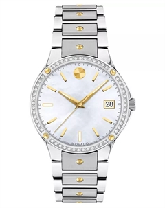 Женские часы-браслет Swiss SE Diamond (1/5 ct. общ. вес) с позолотой PVD и стальным корпусом, 32 мм Movado