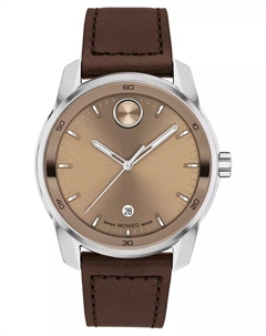 Мужские часы Bold Verso швейцарские кварцевые коричневые кожаные часы 42 мм Movado