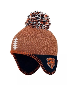 Детская вязаная шапка с помпоном Chicago Bears в футбольном стиле (коричневая) Outerstuff