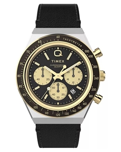 Мужские аналоговые часы с черным кожаным ремешком, 40 мм Timex