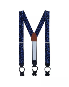 Подтяжки Christian the Romantic из парчи и шелка с пуговицами на концах, синий Trafalgar