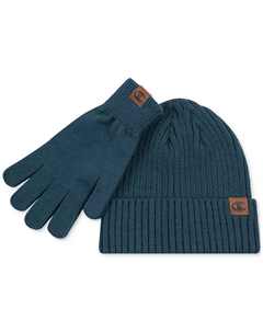 Мужской комплект Shift 2-Pc из ребристой вязки шапка и перчатки, синий Champion