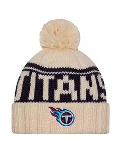 Женская вязаная шапка с манжетой и помпоном Tennessee Titans 2024, цвет: кремовый New era