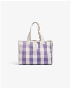 Сумка для девочки-тоут с рисунком в клетку вишиви и деталью в виде этикетки с логотипом, фиолетовый Scalpers