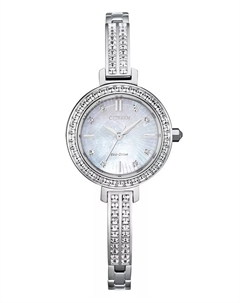 Женские наручные часы-браслет Eco-Drive из нержавеющей стали с кристаллами, 25 мм Citizen