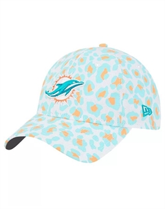 Белая регулируемая шапка Miami Dolphins Active Leopard 9TWENTY для девочек New era
