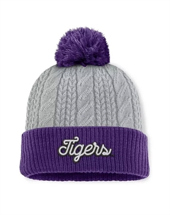 Женская серая/фиолетовая вязаная шапка с отворотом и помпоном LSU Tigers Becca Top of the world