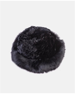 Эластичная вязаная шапка из натурального меха черного цвета In.es