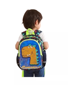 Детский рюкзак с динозавром реверсивный с пайетками Sunveno