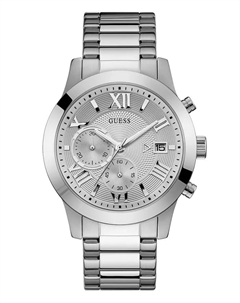 Мужские хронографические часы со стальным браслетом 45 мм Guess