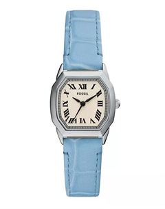 Женские часы Harlow с тремя стрелками, светло-голубые кожаные, 27 мм Fossil