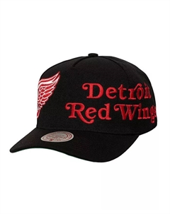 Мужская черная кепка с логотипом Detroit Red Wings Busted, регулируемая, с застежкой-молнией и принтом словесного знака Wrap-Around Pro Pinch Mitchell and ness