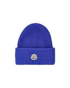 Ребристая вязаная шапка с логотипом, Blue Moncler
