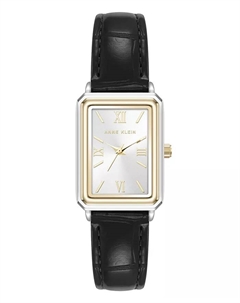 Женские часы Quartz Casual черные из полиуретановой кожи и двухцветного металлического сплава, 25 мм Anne klein