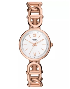 Женские часы Carlie с тремя стрелками, корпус из нержавеющей стали с розовым золотым покрытием, 30 мм Fossil