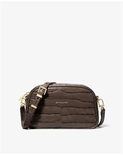 Женская сумка через плечо Jet Set небольшого размера из кожи с тиснением под крокодила, шоколадный коричневый Michael michael kors