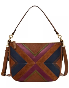 Жоли пэчворк сумка через плечо, коричневый Fossil