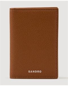Складной мужской кожаный кошелек из зернистой кожи, коричневый Sandro