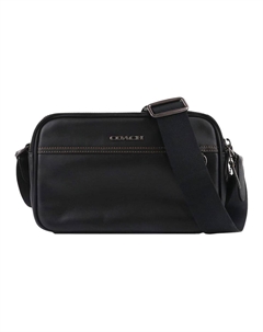 Гладкий кожаный фотосумка через плечо мужская маленькая черная Coach