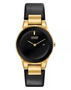 Женские часы Eco-Drive Axiom с черным кожаным ремешком, 30 мм Citizen