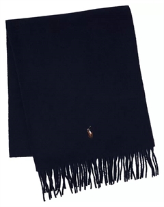 Мужской шарф из итальянской чистой шерсти Signature, синий Polo ralph lauren