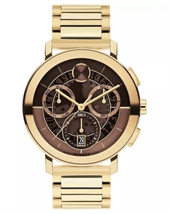 Мужские часы Bold Evolution 2.0 Swiss Quartz Chrono с ионным покрытием светло-золотистого оттенка, стальной корпус, 42 мм Movado