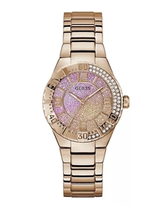 Женские часы аналоговые с позолотой розового оттенка, корпус из нержавеющей стали, 36 мм Guess