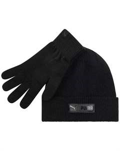 Мужской комплект из двух предметов: шапка с отворотом и перчатки, черный Puma
