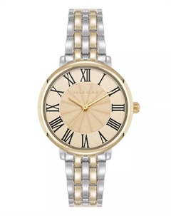 Женские часы Quartz Round с римскими цифрами, двухцветные, из металлического сплава, 32 мм Anne klein