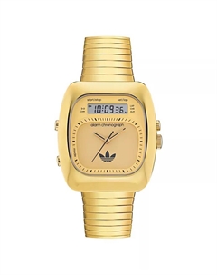 Унисекс-часы аналоговые с позолоченным корпусом из нержавеющей стали, 37 мм Adidas