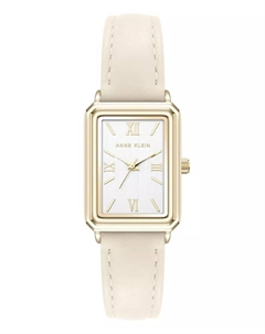 Женские часы Quartz Casual, кремовые, из искусственной кожи и металлического сплава с золотистым покрытием, 25 мм Anne klein