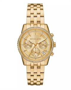 Женские часы Mini Bryant с хронографом, золотистый корпус из нержавеющей стали, 35 мм Michael kors