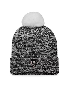 Женская черная вязаная шапка с манжетой и помпоном Pittsburgh Penguins Glimmer Fanatics