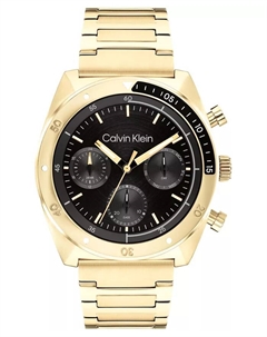 Мужские часы с браслетом Flex из нержавеющей стали с золотистым покрытием, 42 мм Calvin klein
