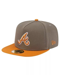 Мужская оливково-оранжевая двухцветная кепка Atlanta Braves с А-образной оправой 59FIFTY New era