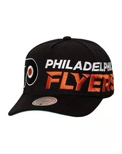 Мужская черная кепка Philadelphia Flyers с логотипом Busted Wordmark Wrap-Around Pro Pinch Adjustable Mitchell and ness