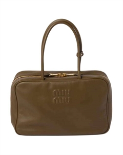 Сумка боулинг из телячьей кожи наплечная сумка дамская сумка большого размера тундровый зеленый Miu miu