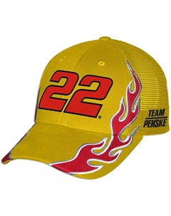 Мужская и женская желтая кепка Joey Logano Shell Pennzoil Flame Trucker Adjustable Checkered flag sports