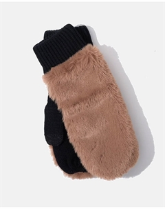 Варежки из искусственного меха коричневого цвета Echo