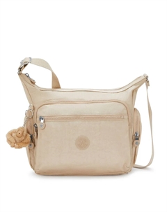 Большая сумка через плечо на молнии, бежевый Kipling