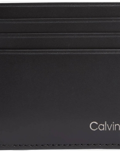 Кожаная визитница с логотипом, черный Calvin klein