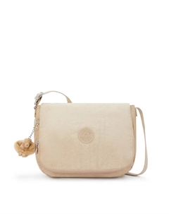 Средняя женская сумка через плечо с клапаном и кольцом для ключей, бежевый Kipling