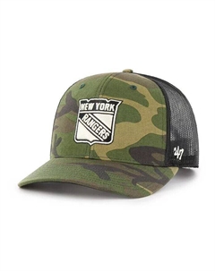 Мужская кепка-кнопка Camo, черная New York Rangers Trucker Snapback '47 brand