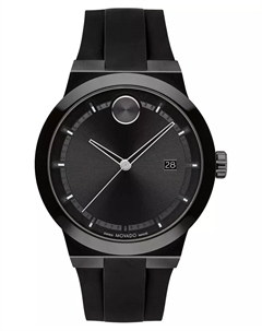 Мужские часы Swiss Fusion Bold Black с силиконовым ремешком, 42 мм Movado