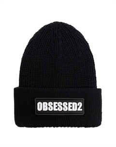 Вышитая вязаная шапка-резинка, черный Dsquared2