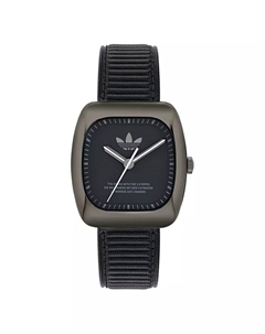 Унисекс-часы аналоговые, кожаный ремешок, черные, 37 мм Adidas