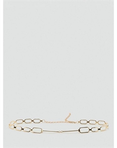 Тонкий кожаный ремень с цепочкой, Gold Mango