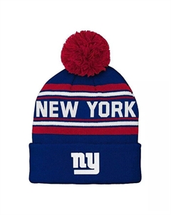 Жаккардовая вязаная шапка Royal New York Giants с манжетами и помпоном для мальчиков и девочек дошкольного возраста, синий Outerstuff