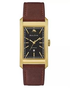 Мужские автоматические часы Frank Sinatra Chairman of the Board с коричневым кожаным ремешком, 26 мм Bulova