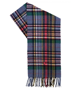 Мужской шерстяной шарф в клетку, синий Polo ralph lauren